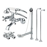 Kingston Brass CCK265C Vintage Wall Mount Clawfoot Faucet Package, Polished Chrome