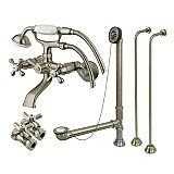 Kingston Brass CCK265SN Vintage Wall Mount Clawfoot Faucet Package, Brushed Nickel