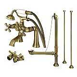 Kingston Brass CCK268AB Vintage Deck Mount Clawfoot Tub Faucet Package, Antique Brass