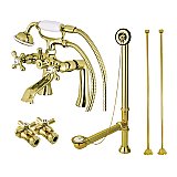 Kingston Brass CCK268PB Vintage Deck Mount Clawfoot Tub Faucet Package, Polished Brass