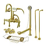 Kingston Brass CCK7T2SS-TC Vintage Wall Mount Clawfoot Tub Faucet Package with Supply Line, Polished Brass