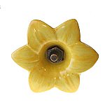 Opal Glass Curtain Knob or Tieback with Bronze Post- Yellow Lily