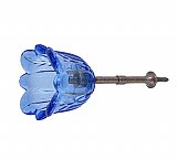 Tulip or Flower Shaped Glass Curtain Knob or Tieback with Bronze Post - Blue