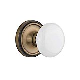 Complete Door Hardware Set - with Classic Rosette with White Porcelain Knob