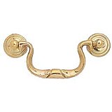 Polished Brass Colonial Revival Drawer Pull - 3-1/2" on center