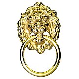 Lion Head Ring Pull - Polished Brass
