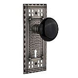 Complete Door Hardware Set - with Craftsman Plate with Black Porcelain Knob