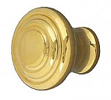 Round Art Deco Cabinet Knob, Brass