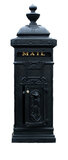 Victorian Tower Column Front & Rear Access Locking Mailbox - Satin Black Finish