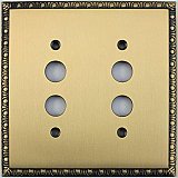 Egg And Dart Antique Brass Forged Double Pushbutton Switchplate / Cover Plate