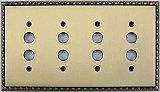 Egg And Dart Antique Brass Forged Quad Pushbutton Switchplate / Cover Plate