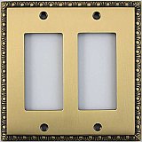 Egg And Dart Antique Brass Forged Double GFCI Switchplate / Cover Plate