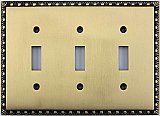 Egg And Dart Antique Brass Forged Triple Toggle Switchplate / Cover Plate