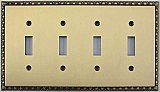 Egg And Dart Antique Brass Forged Quad Toggle Switchplate / Cover Plate