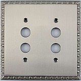 Egg And Dart Satin Nickel Forged Double Pushbutton Switchplate / Cover Plate