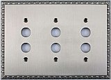Egg And Dart Satin Nickel Forged Triple Pushbutton Switchplate / Cover Plate
