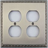 Egg And Dart Satin Nickel Forged Double Duplex Switchplate / Cover Plate