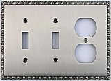 Egg And Dart Satin Nickel Forged Double Toggle / Single Duplex Switchplate / Cover Plate