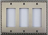 Egg And Dart Satin Nickel Forged Triple GFCI Switchplate / Cover Plate
