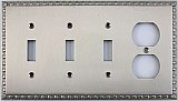 Egg And Dart Satin Nickel Forged Triple Toggle/Single Duplex Switchplate / Cover Plate