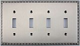 Egg And Dart Satin Nickel Forged Quad Toggle Switchplate / Cover Plate