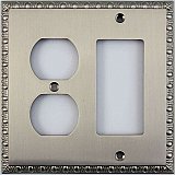 Egg And Dart Satin Nickel Forged Duplex / GFCI Switchplate / Cover Plate