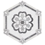 Mazzo Hex Deco Lily Pad 8-1/2" x 9-3/4" Porcelain Floor and Wall Tile - Per Case of 9 - 4.05 Sq. Ft