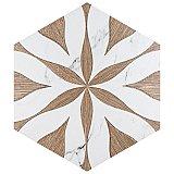 Llama Hex Flower Loire Noce 8-5/8" x 9-7/8" Porcelain Floor & Wall Tile - 25 Tiles Per Case - 11.5 Sq. Ft.