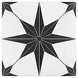 Stella Nero Black and White 9-3/4" x 9-3/4" Ceramic Tile - Sold Per Case of 16 - 11.11 Square Feet Per Case