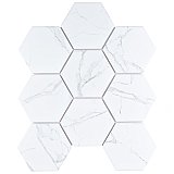 Carrione Super Hex 4" Matte Carrara 10" x 11-1/2" Porcelain Mosaic Tile - 10 Tiles Per Case - 8.2 Sq. Ft.