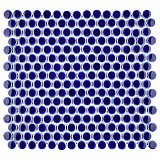 Hudson Penny Round Cobalt 11-7/8" x 12-5/8" Porcelain Mosaic Tile -10 Sheets Per Case -10.5 Sq. Ft.