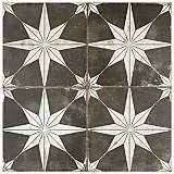 Kings Star Night Black and White 17-5/8" x 17-5/8" Ceramic Tile - Sold Per Case of 5 - 11.02 Square Feet Per Case