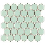 Hudson Hex 2" Glazed Porcelain Mosaic Tile - Light Green - Case of 10 Pieces - 11.15 Square Feet Per Case