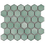 Hudson Due 2" Hex Mint Green 10-7/8" x 12-5/8" Porcelain Mosaic Tile -10 Sheets Per Case -9.7 Sq. Ft.