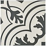 Twenties Vintage 7-3/4" x 7-3/4" Ceramic Tile in Deep Grey & White - Sold Per Case of 25 - .11.11 Square Feet Per Case