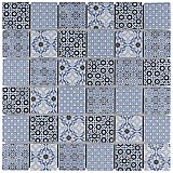 Classico 2" Blue 11-3/4" x 11-3/4" Porcelain Mosaic Tile - 10 Tiles Per Case - 9.8 Sq. Ft.