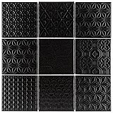 Spirit Black 11-5/8" x 11-5/8" Porcelain Mosaic Tile - 10 Tiles Per Case - 9.6 Sq. Ft.