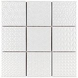 Spirit White 11-5/8" x 11-5/8" Porcelain Mosaic Tile - 10 Tiles Per Case - 9.6 Sq. Ft.