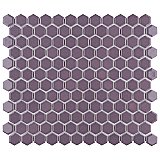 Metro 1" Hex Glossy Purple 11 7/8" x 10 1/4" Porcelain Mosaic Tile - Sold Per Case of 10 - 8.7 Square Feet
