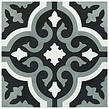 Cemento Braga Luna 7-7/8" x 7-7/8" Handmade Ceramic Tile - Gray & Black - Per Case of 12 - 10.76 Square Feet