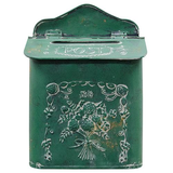 Distressed Green Post Mail Box - Wall Mount