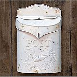 White Distressed Metal Post Mail Box