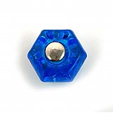 Peacock Blue 1" Glass Hexagonal Knob, Front Mounted