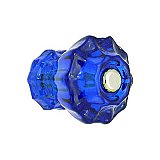 Cobalt Blue Fluted Glass Knob - 1" Diameter - Small