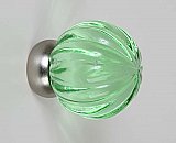 Green Transparent Glass & Brushed Nickel Melon Knob