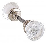 Clear Glass Doorknob Pair, Twelve Point - Multiple Finishes