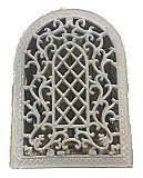 Antique 10" x 14" Round or Arched Top Cast Iron Heat Grate or Register With Louvers - Circa 1880