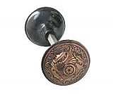 Romanesque Doorknob, Pair, Antique Copper