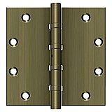 Solid Brass 5" x 5" Square Ball Bearing Hinge with Non-removable Pin - Pair