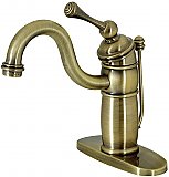 Victorian Single-Handle Monoblock Bathroom Faucet with Pop-Up Drain - Antique Brass